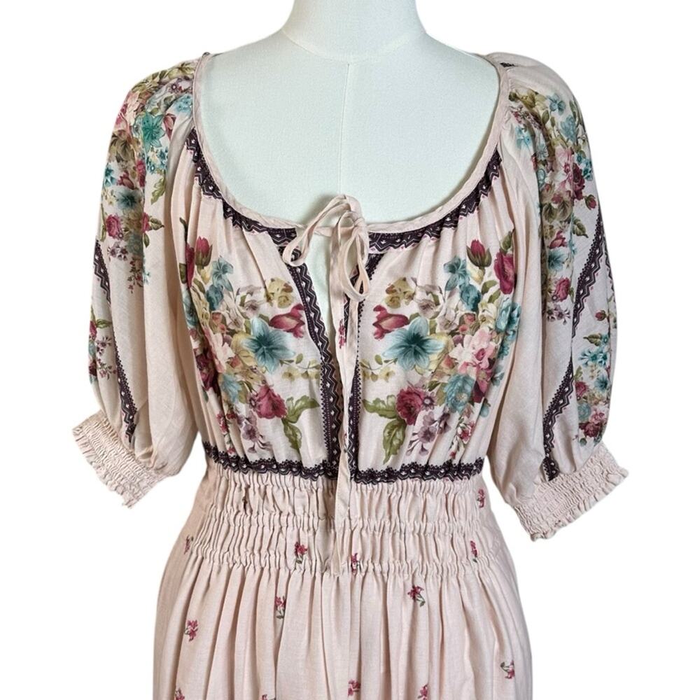 Anthropologie The Somerset Puff Sleeve Maxi Dress Cream Floral Cottage Small - Picture 10 of 13
